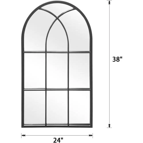 Détail de Miroir mural noir ZMYCZ, design arque, cadre métal