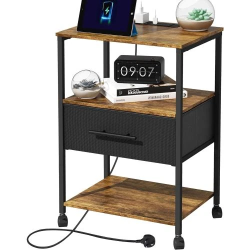 Table de chevet, station de charge, 2 prises, 2 USB - Vue principale