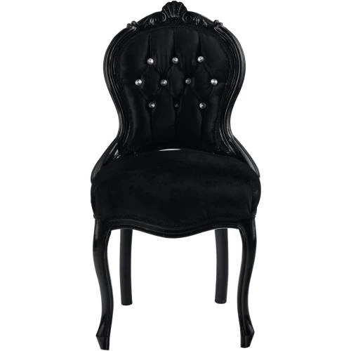 Zoom sur Fauteuil Louis XIV ITALUX MORE LIGHT, Acajou, Velours Noir