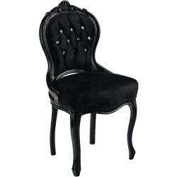 Fauteuil Louis XIV ITALUX MORE LIGHT, Acajou, Velours Noir