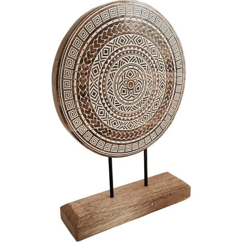 Détail de Sculpture Bois VANIYA CRAFTS, Décoration Table Blanc Naturel