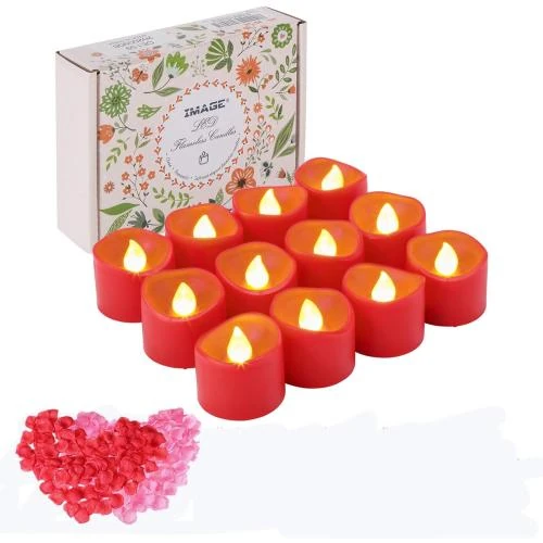 Bougies Chauffe-plat LED rouges, IMAGE, 12 pièces, minuterie - Vue principale