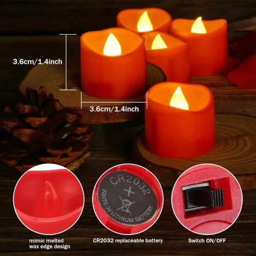 Zoom sur Bougies Chauffe-plat LED rouges, IMAGE, 12 pièces, minuterie