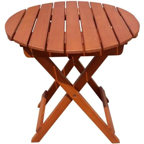 Détail de Table de jardin ronde pliante bois eucalyptus Spetebo