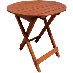 Table de jardin ronde pliante bois eucalyptus Spetebo