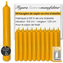 Bougies sapin Noël, cire d’abeille 100% pure, 20 pièces