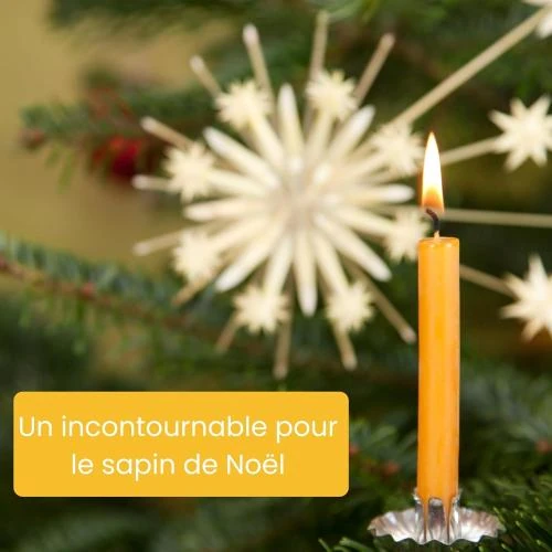 Détail de Bougies sapin Noël, cire d’abeille 100% pure, 20 pièces
