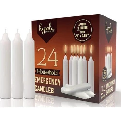 Bougies d'urgence blanches, lot de 24 non parfumées