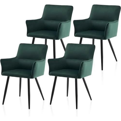 Chaises Salle à Manger TUKAILAi, Velours Rembourré, Vert - Vue principale