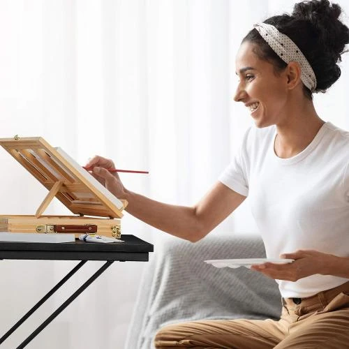 Zoom sur Table de Travail Compacte Relaxdays, MDF, Métal, Noir