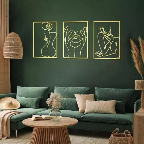 Décorations murales dorées, lot de 3, style moderne, abstrait - Vue principale