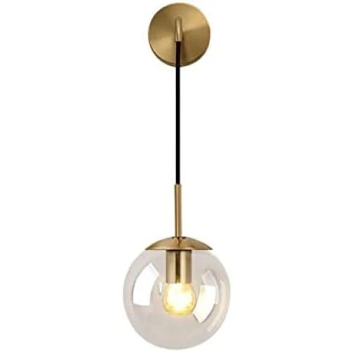 Détail de Applique murale boule de verre, lampe murale laiton E27, luminaire design