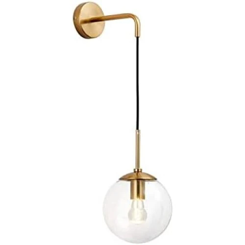 Applique murale boule de verre, lampe murale laiton E27, luminaire design - Vue principale