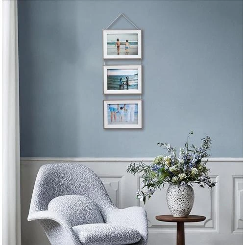 Zoom sur Cadre photo mural collage bois MDF, vitre verre