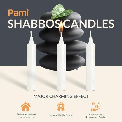 Détail de Bougies Shabbat traditionnelles, lot 12, coniques, non parfumées