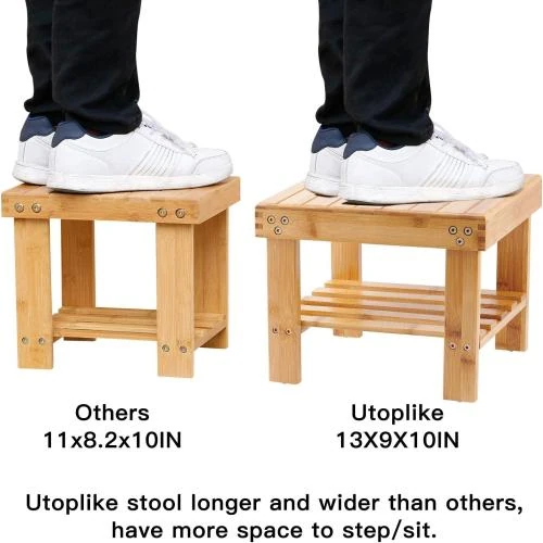 Zoom sur Tabouret en Bois Portable avec Rangement pour Enfants - Utoplike