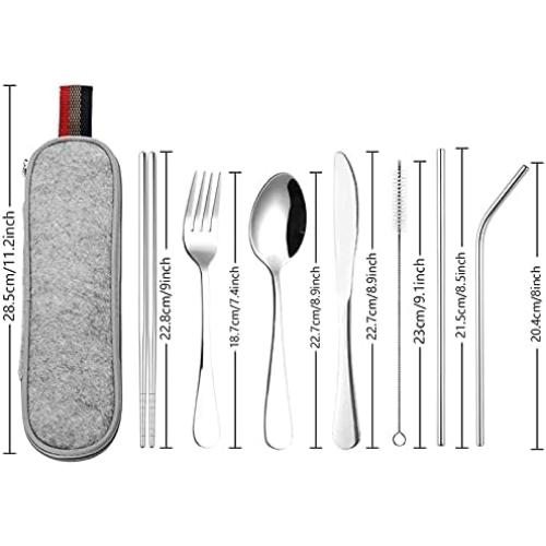 Présentation de Couverts portables acier inoxydable 16 pièces, Gogocow en situation