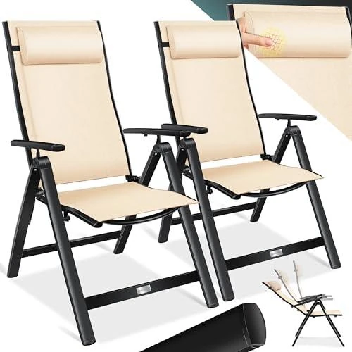 Chaise de Jardin Pliante KESSER - Aluminium Ajustable avec Oreiller - Vue principale