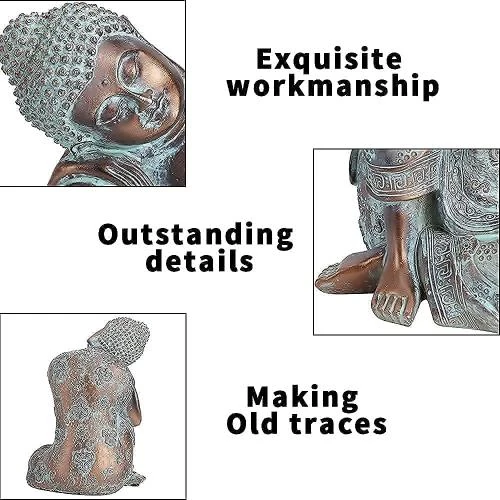 Zoom sur Statue Bouddha Bronze Résine Tissting, Décoration Intérieure