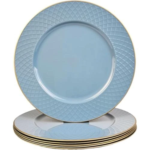 Assiettes rondes 33 cm, chargeurs plastique, bleu clair - Vue principale