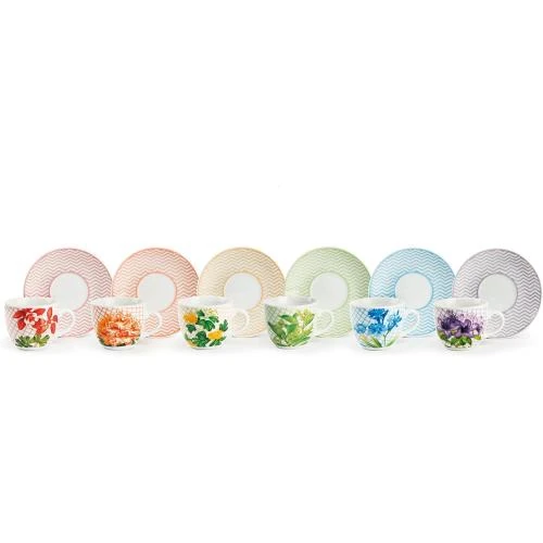 Tasses à café Excelsa Floral Service, soucoupe multicolore - Vue principale