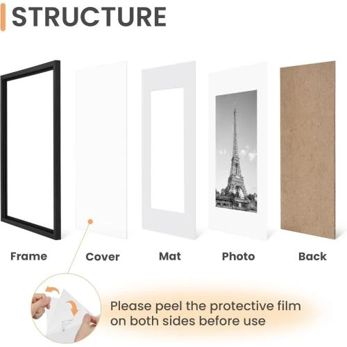 Zoom sur Cadres photo A3 noirs, lot de 3, suspendre mur