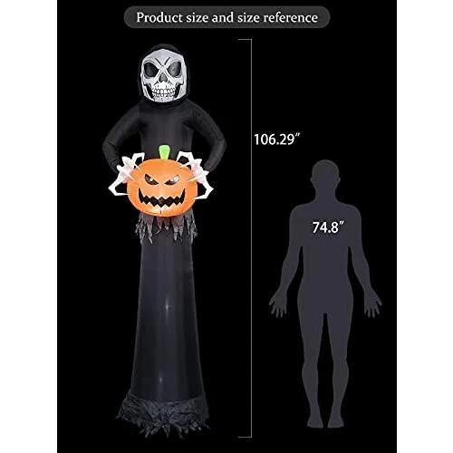 Zoom sur Gonflables Halloween Fantôme, Citrouille, Décoration LED Jardin