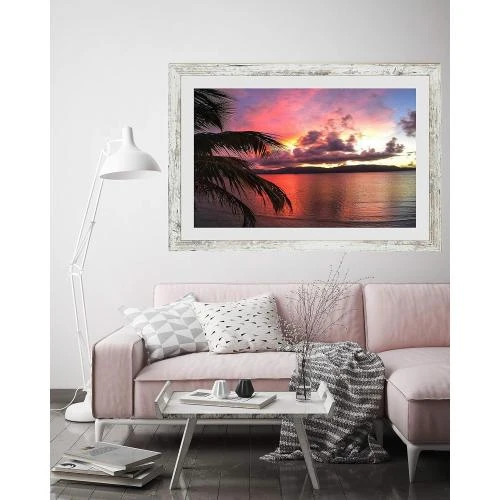 Zoom sur Cadre photo décoratif vintage blanc bois Byup, 29,7 x 42 cm