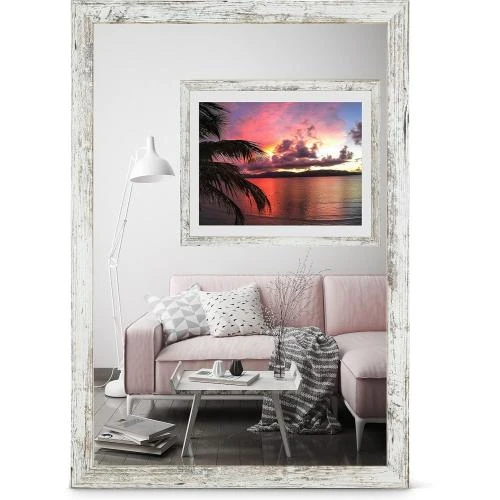 Cadre photo décoratif vintage blanc bois Byup, 29,7 x 42 cm - Vue principale
