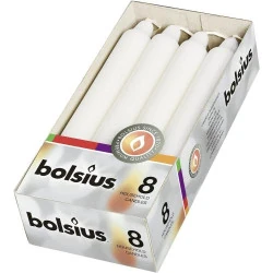 Bougies Crown Bolsius, Blanches, Lot de 8