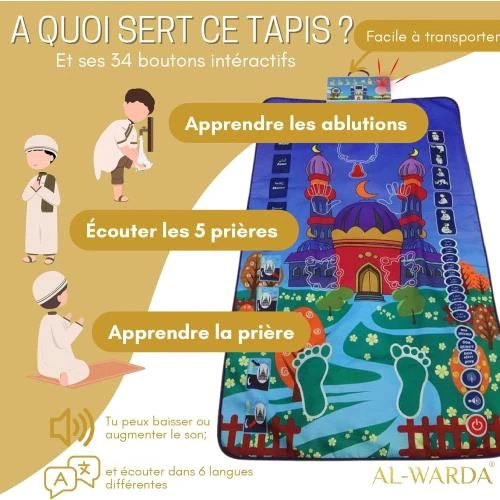 Détail de Tapis de prière électronique interactif musulman bleu
