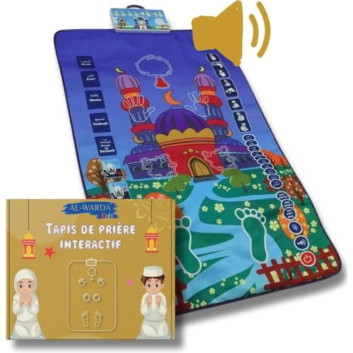 Tapis de prière électronique interactif musulman bleu - Vue principale