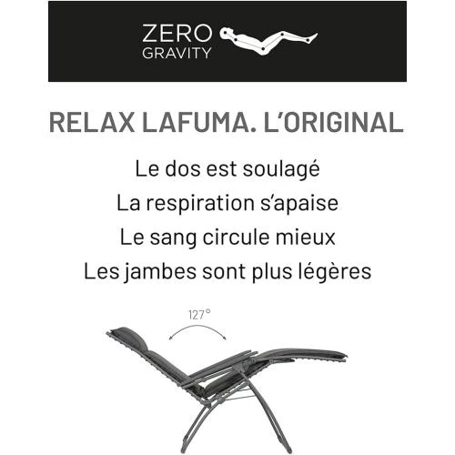 Zoom sur Fauteuil Relax Zero Gravité Lafuma Mobilier, Bleu Ciel