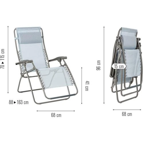 Détail de Fauteuil Relax Zero Gravité Lafuma Mobilier, Bleu Ciel