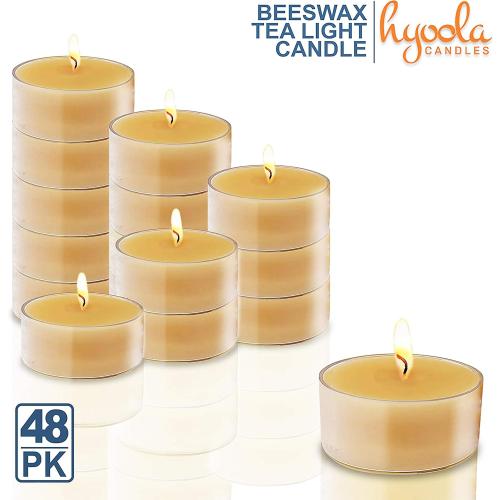 Présentation de Bougies chauffe-plat Hyoola cire d'abeille jaune, 4h combustion en situation