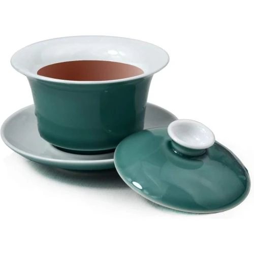 Tasse à Thé Porcelaine Émaillée Blanche Liang Baobao, Sancai Vert - Vue principale
