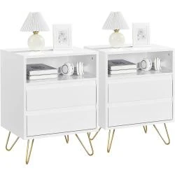 Tables de Chevet Scandinaves, Bois Blanc, Pieds Métal