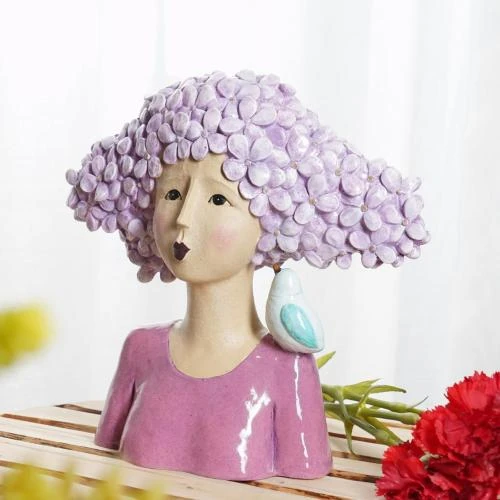 Zoom sur Statue Moderne Femme Oiseau, Décoration Intérieure Jardin