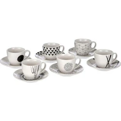 Tognana Metropolis, Set 6 Tasses Café Soucoupes, Blanc