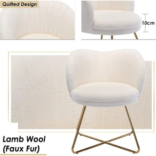 Zoom sur Fauteuil Rembourré Fausse Fourrure Chairus, Blanc