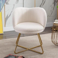 Fauteuil Rembourré Fausse Fourrure Chairus, Blanc