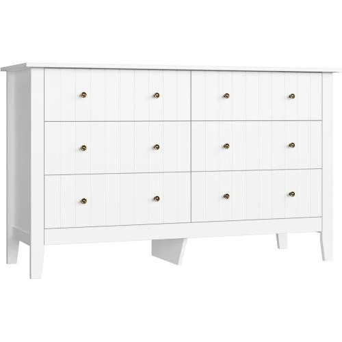 Commode Blanche 6 Tiroirs Moderne Bois FOREHILL - Vue principale