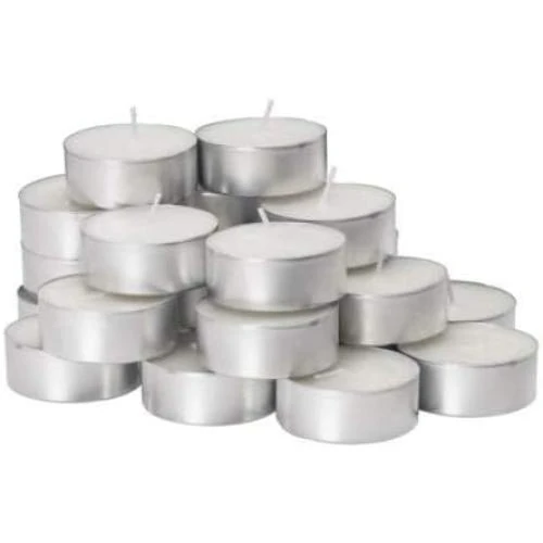 Détail de Bougies chauffe-plat blanches, lot de 100, non parfumées