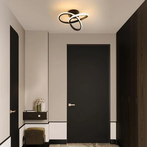 Détail de Plafonnier LED Noir, Luminaire Moderne, Lumière Blanc Chaud