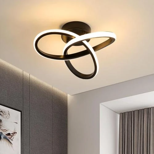 Plafonnier LED Noir, Luminaire Moderne, Lumière Blanc Chaud - Vue principale
