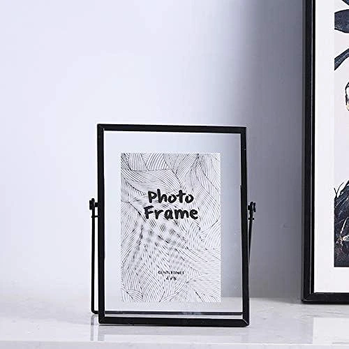 Détail de Cadres photo vintage noirs, métal, verre, lot de 3