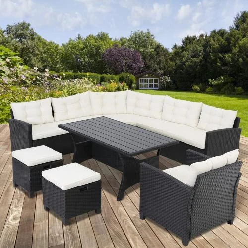 Détail de Salon de Jardin Deuba, Polyrotin, 9 Personnes, Canapé