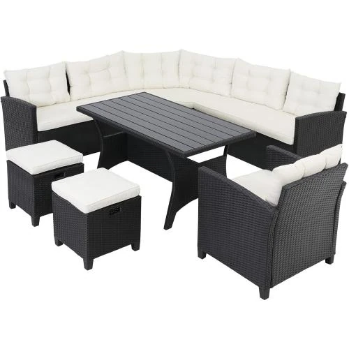 Salon de Jardin Deuba, Polyrotin, 9 Personnes, Canapé - Vue principale