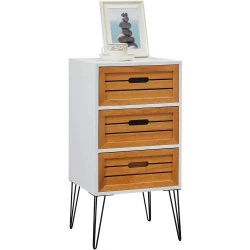 IDIMEX Table de Chevet Estoril Blanc, Bois Naturel, Vintage