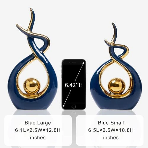 Zoom sur Décoration intérieure moderne en céramique bleue, accents décoratifs